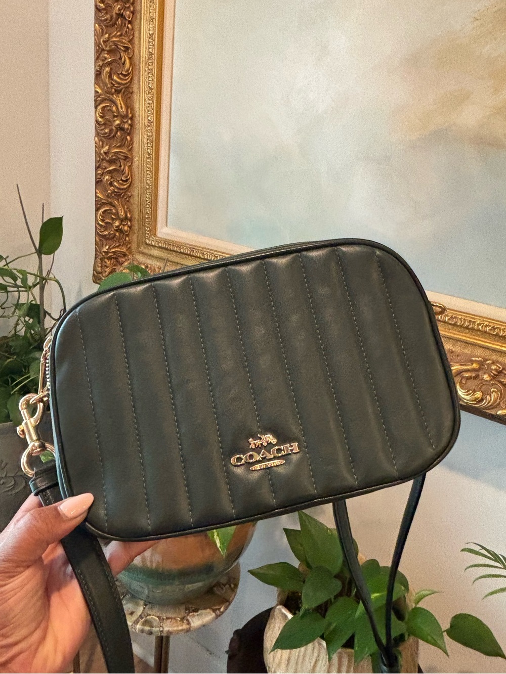 COACH Jes  Quilted Leather Crossbody Bag in Dark Green